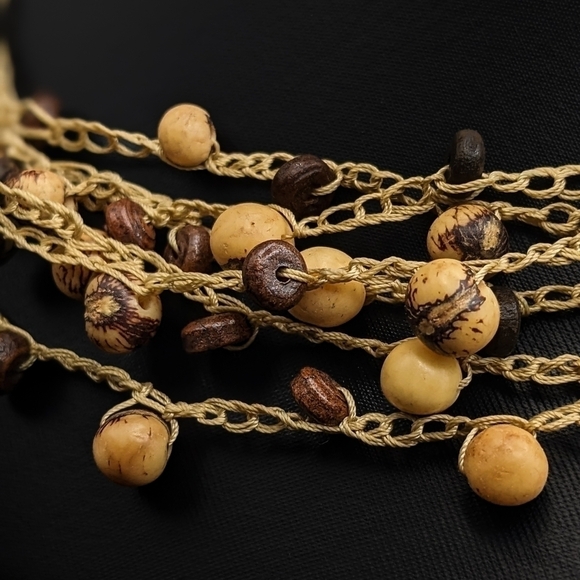NATURAL Acai Seed Macrame Beaded Necklace - Picture 4 of 6